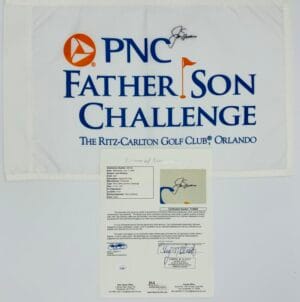 JACK NICKLAUS SIGNED FATHER SON CHALLENGE GOLF PIN FLAG AUTOGRAPH BECKETT J868