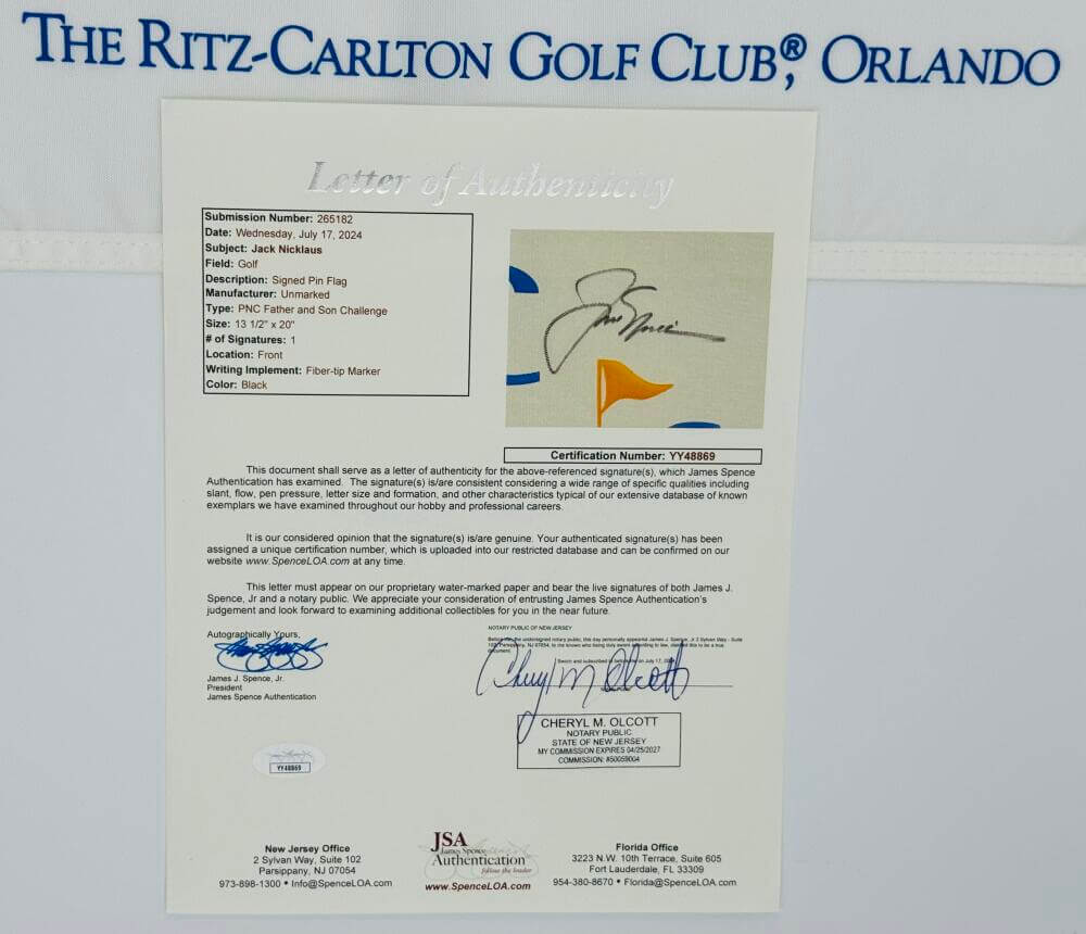 Jack Nicklaus Signed Father Son Challenge Golf Pin Flag Autograph Beckett J869 - Image 2
