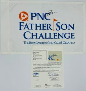 JACK NICKLAUS SIGNED FATHER SON CHALLENGE GOLF PIN FLAG AUTOGRAPH BECKETT J867