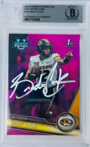 BRADY COOK SIGNED MISSOURI TIGERS SIGNED BOWMAN CHROME PINK REFRACTOR ROOKIE 465