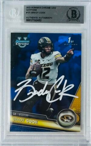 BRADY COOK SIGNED MISSOURI TIGERS SIGNED BOWMAN CHROME SAPPHIRE REFRACTOR ROOKIE