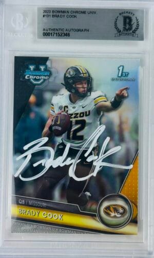 BRADY COOK SIGNED MISSOURI TIGERS SIGNED BOWMAN CHROME REFRACTOR ROOKIE BAS SLAB