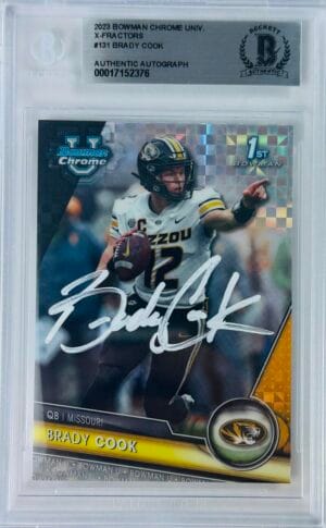 BRADY COOK SIGNED MISSOURI TIGERS SIGNED BOWMAN CHROME X-FRACTOR ROOKIE BAS 376
