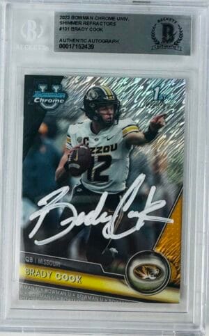 BRADY COOK SIGNED MISSOURI TIGERS SIGNED BOWMAN CHROME SHIMMER REFRACTOR ROOKIE