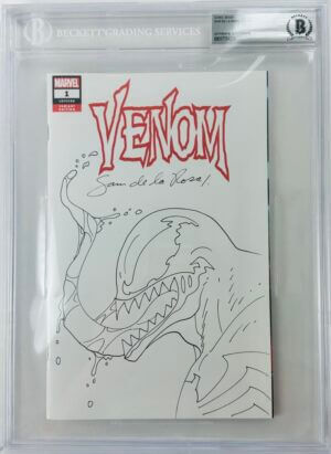 SAM DE LA ROSA SIGNED VENOM 1 BLANK SKETCH VARIANT 2018 COMIC BOOK BAS SLABBED 4