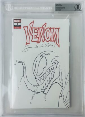 SAM DE LA ROSA SIGNED VENOM 1 BLANK SKETCH VARIANT COMIC BOOK BAS 10 SLABBED 7