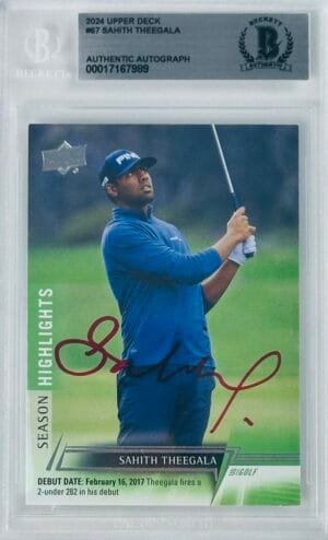SAHITH THEEGALA SIGNED 2024 UPPER DECK ON CARD AUTO TRADING RC CARD BAS SLABBED