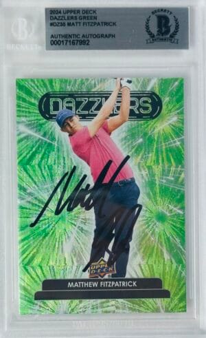 MATTHEW FITZPATRICK SIGNED 2024 UPPER DECK GREEN DAZZLERS MATT ROOKIE RC BAS 992