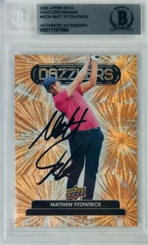 MATTHEW FITZPATRICK SIGNED 2024 UPPER DECK ORANGE DAZZLERS MATT ROOKIE RC BAS 94