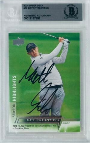 MATTHEW FITZPATRICK SIGNED 2024 UPPER DECK MATT ROOKIE RC ON CARD AUTO BAS SLAB