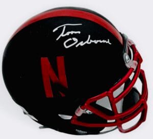 TOM OSBORNE SIGNED NEBRASKA CORNHUSKERS MINI HELMET BIG RED AUTOGRAPH BAS J078