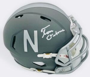 TOM OSBORNE SIGNED NEBRASKA CORNHUSKERS SLATE MINI HELMET AUTOGRAPH BAS J089