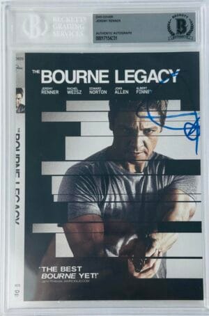 JEREMY RENNER SIGNED THE BOURNE LEGACY DVD COVER AUTOGRAPH BAS SLABBED AVENGERS