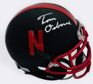 TOM OSBORNE SIGNED NEBRASKA CORNHUSKERS MINI HELMET BIG RED AUTOGRAPH BAS J088