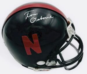 TOM OSBORNE SIGNED NEBRASKA CORNHUSKERS MINI HELMET BIG RED AUTOGRAPH BAS J085