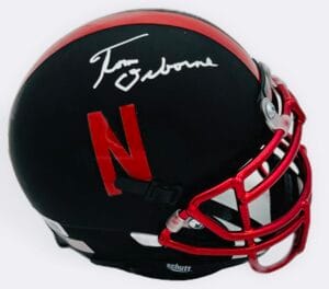 TOM OSBORNE SIGNED NEBRASKA CORNHUSKERS MINI HELMET BIG RED AUTOGRAPH BAS J082