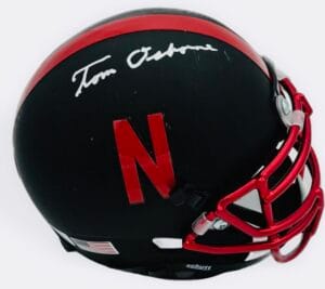 TOM OSBORNE SIGNED NEBRASKA CORNHUSKERS MINI HELMET BIG RED AUTOGRAPH BAS J079