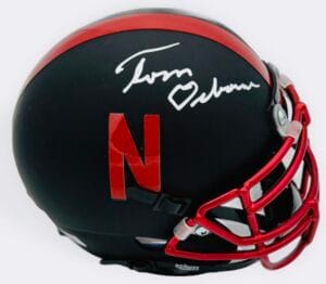 TOM OSBORNE SIGNED NEBRASKA CORNHUSKERS MINI HELMET BIG RED AUTOGRAPH BAS J081
