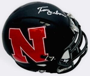 TOM OSBORNE SIGNED NEBRASKA CORNHUSKERS MINI HELMET BIG RED AUTOGRAPH BAS K077