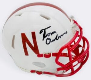 TOM OSBORNE SIGNED NEBRASKA CORNHUSKERS MINI HELMET BIG RED AUTOGRAPH BAS K087