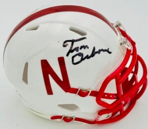 TOM OSBORNE SIGNED NEBRASKA CORNHUSKERS MINI HELMET BIG RED AUTOGRAPH BAS K086