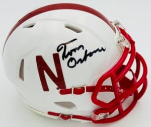 TOM OSBORNE SIGNED NEBRASKA CORNHUSKERS MINI HELMET BIG RED AUTOGRAPH BAS K083