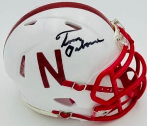 TOM OSBORNE SIGNED NEBRASKA CORNHUSKERS MINI HELMET BIG RED AUTOGRAPH BAS K074