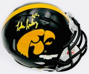 LUKE LACHEY SIGNED IOWA HAWKEYES FOOTBALL MINI SPEED HELMET AUTOGRAPH BAS J110