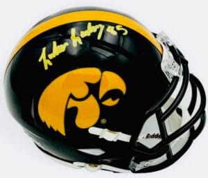 LUKE LACHEY SIGNED IOWA HAWKEYES FOOTBALL MINI SPEED HELMET AUTOGRAPH BAS K109