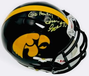 QUINN SCHULTE SIGNED IOWA HAWKEYES FOOTBALL MINI HELMET HAWKS AUTOGRAPH BAS K136
