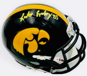 LUKE LACHEY SIGNED IOWA HAWKEYES FOOTBALL MINI SPEED HELMET AUTOGRAPH BAS K113