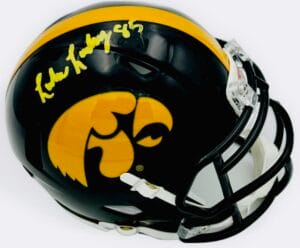 LUKE LACHEY SIGNED IOWA HAWKEYES FOOTBALL MINI SPEED HELMET AUTOGRAPH BAS K118