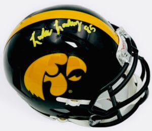 LUKE LACHEY SIGNED IOWA HAWKEYES FOOTBALL MINI SPEED HELMET AUTOGRAPH BAS K117