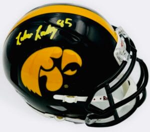 LUKE LACHEY SIGNED IOWA HAWKEYES FOOTBALL MINI SPEED HELMET AUTOGRAPH BAS K115