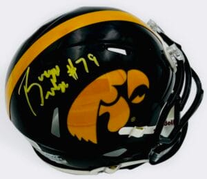 BRYAN BULAGA SIGNED IOWA HAWKEYES MINI FOOTBALL HELMET PACKERS AUTOGRAPH BAS K43