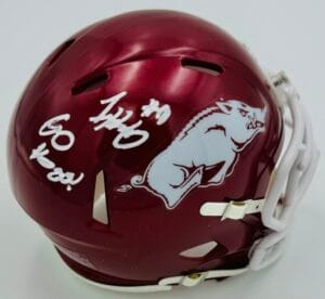 LUKE HASZ SIGNED ARKANSAS RAZORBACKS MINI FOOTBALL HELMET AUTOGRAPH COA K1