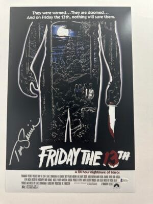 TOM SAVINI SIGNED 12X18 PHOTO JASON VOORHEES FRIDAY THE 13TH AUTOGRAPH BAS 911