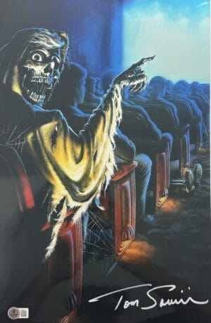 TOM SAVINI SIGNED 11X17 CREEPSHOW METALLIC PHOTO HORROR AUTOGRAPH POSTER BAS 525