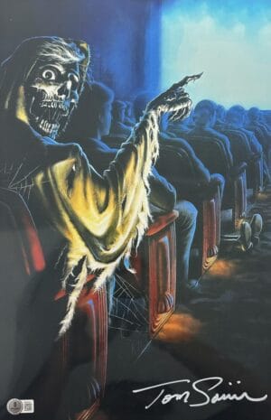 TOM SAVINI SIGNED 11X17 CREEPSHOW METALLIC PHOTO HORROR AUTOGRAPH POSTER BAS 524