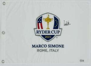 LUDVIG ABERG SIGNED 2023 RYDER CUP GOLF FLAG 2025 BRITISH OPEN AUTOGRAPH BAS K39