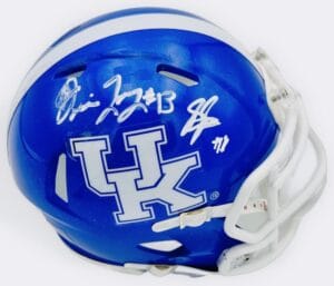 RAY DAVIS DEVIN LEARY SIGNED KENTUCKY WILDCATS MINI HELMET AUTOGRAPH BECKETT J64