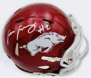 ANDREW ARMSTRONG SIGNED ARKANSAS RAZORBACKS MINI HELMET AUTOGRAPH BECKETT J39