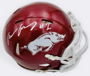 ANDREW ARMSTRONG SIGNED ARKANSAS RAZORBACKS MINI HELMET AUTOGRAPH BECKETT K43