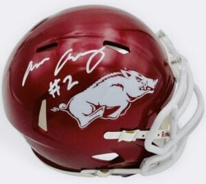 ANDREW ARMSTRONG SIGNED ARKANSAS RAZORBACKS MINI HELMET AUTOGRAPH BECKETT K41
