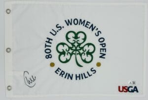 CHARLEY HULL SIGNED 2025 WOMENS U.S. OPEN GOLF FLAG ERIN HILLS AUTOGRAPH BAS K87