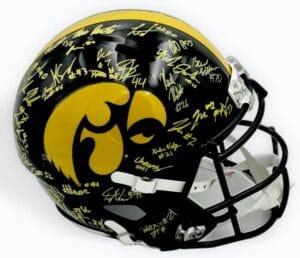 24 IOWA HAWKEYES SIGNED FS HELMET MCNAMARA HIGGINS NWANKPA KALEB JOHNSON BAS K84
