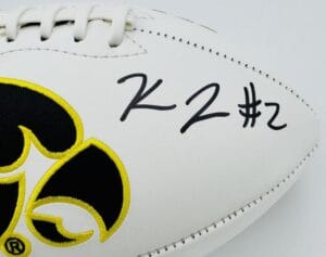 Kaleb Johnson Signed Iowa Hawkeyes Official Size Logo Football Autograph Bas J28