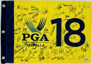 2024 PGA CHAMPIONSHIP SIGNED GOLF PIN FLAG BRYSON DECHAMBEAU FOWLER BECKETT K54