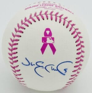 JIM EDMONDS SIGNED PINK MOTHERS DAY BASEBALL ST LOUIS CARDINALS AUTOGRAPH BAS J4