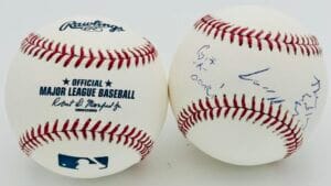 DANIEL LAWRENCE WHITNEY LARRY THE CABLE GUY SIGNED BASEBALL AUTOGRAPH BAS J87
